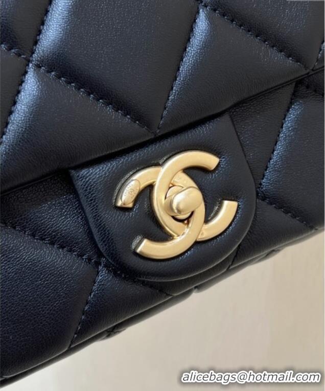 Best Price Chanel Lambskin Small Flap Bag with Pearl Chain AS4861 Black 2024 Top Quality