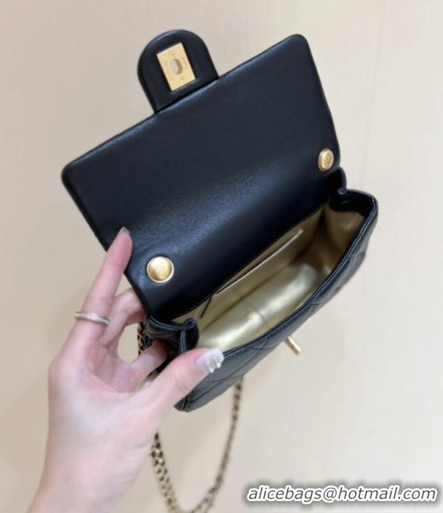 Best Price Chanel Lambskin Small Flap Bag with Pearl Chain AS4861 Black 2024 Top Quality