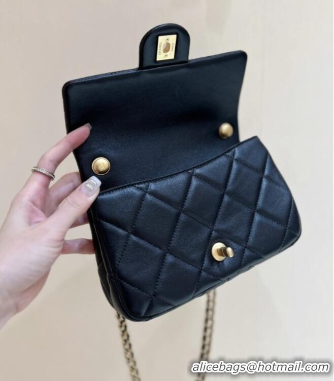 Best Price Chanel Lambskin Small Flap Bag with Pearl Chain AS4861 Black 2024 Top Quality