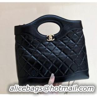 Unique Discount Chanel 31 Small Shopping Bag in Waxy Lambskin AS4853 Black 2025 Top Quality