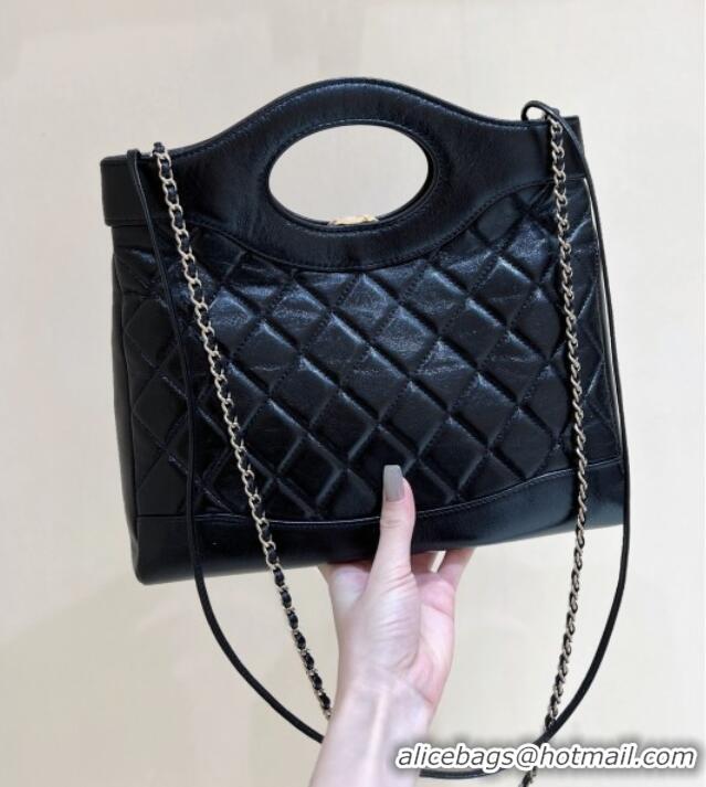 Unique Discount Chanel 31 Small Shopping Bag in Waxy Lambskin AS4853 Black 2025 Top Quality
