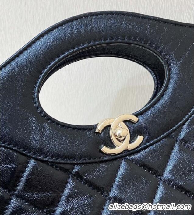 Unique Discount Chanel 31 Small Shopping Bag in Waxy Lambskin AS4853 Black 2025 Top Quality
