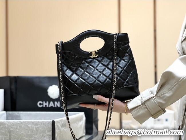 Unique Discount Chanel 31 Small Shopping Bag in Waxy Lambskin AS4853 Black 2025 Top Quality