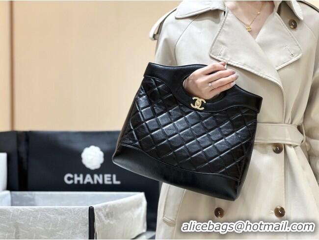 Unique Discount Chanel 31 Small Shopping Bag in Waxy Lambskin AS4853 Black 2025 Top Quality