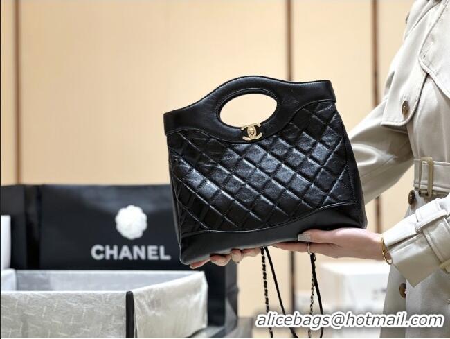 Unique Discount Chanel 31 Small Shopping Bag in Waxy Lambskin AS4853 Black 2025 Top Quality
