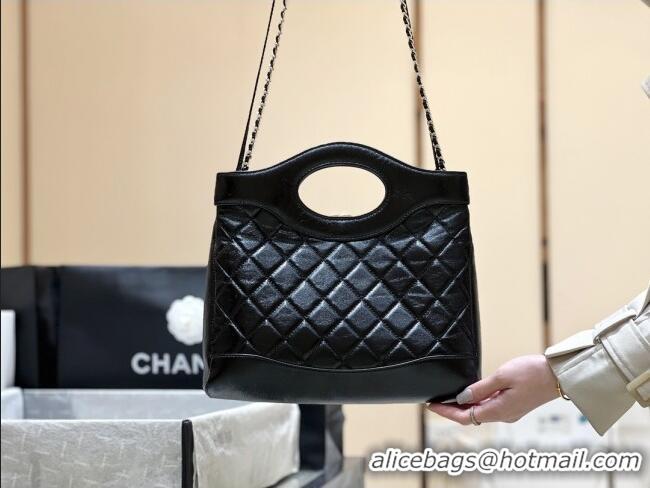 Unique Discount Chanel 31 Small Shopping Bag in Waxy Lambskin AS4853 Black 2025 Top Quality