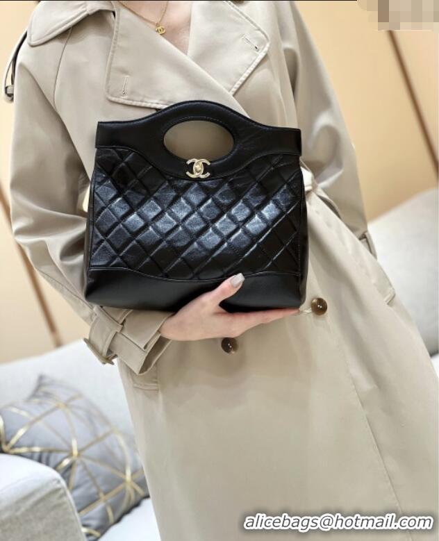 Unique Discount Chanel 31 Small Shopping Bag in Waxy Lambskin AS4853 Black 2025 Top Quality