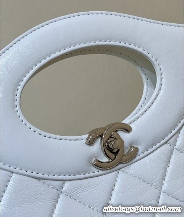 Grade Design Chanel 31 Small Shopping Bag in Waxy Lambskin AS4853 White 2025 Top Quality