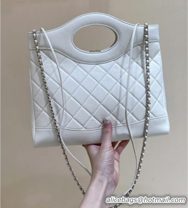 Grade Design Chanel 31 Small Shopping Bag in Waxy Lambskin AS4853 White 2025 Top Quality