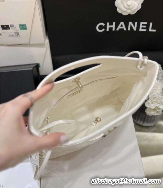 Grade Design Chanel 31 Small Shopping Bag in Waxy Lambskin AS4853 White 2025 Top Quality