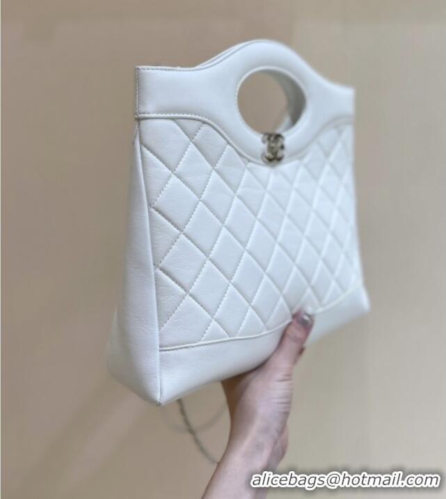 Grade Design Chanel 31 Small Shopping Bag in Waxy Lambskin AS4853 White 2025 Top Quality