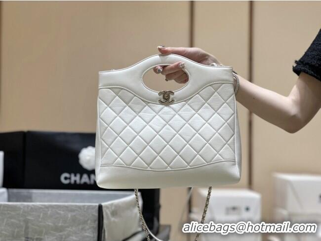 Grade Design Chanel 31 Small Shopping Bag in Waxy Lambskin AS4853 White 2025 Top Quality