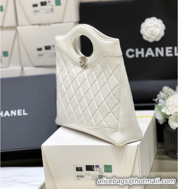 Grade Design Chanel 31 Small Shopping Bag in Waxy Lambskin AS4853 White 2025 Top Quality