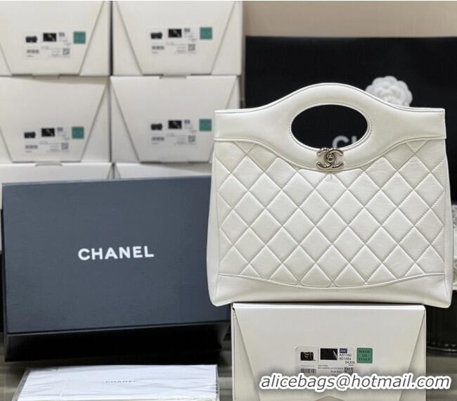 Grade Design Chanel 31 Small Shopping Bag in Waxy Lambskin AS4853 White 2025 Top Quality