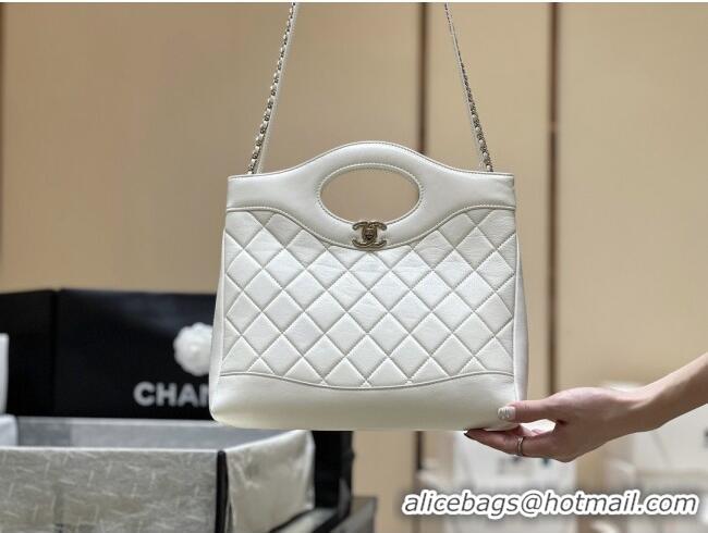 Grade Design Chanel 31 Small Shopping Bag in Waxy Lambskin AS4853 White 2025 Top Quality