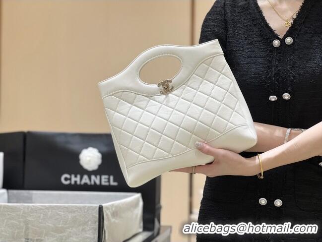 Grade Design Chanel 31 Small Shopping Bag in Waxy Lambskin AS4853 White 2025 Top Quality