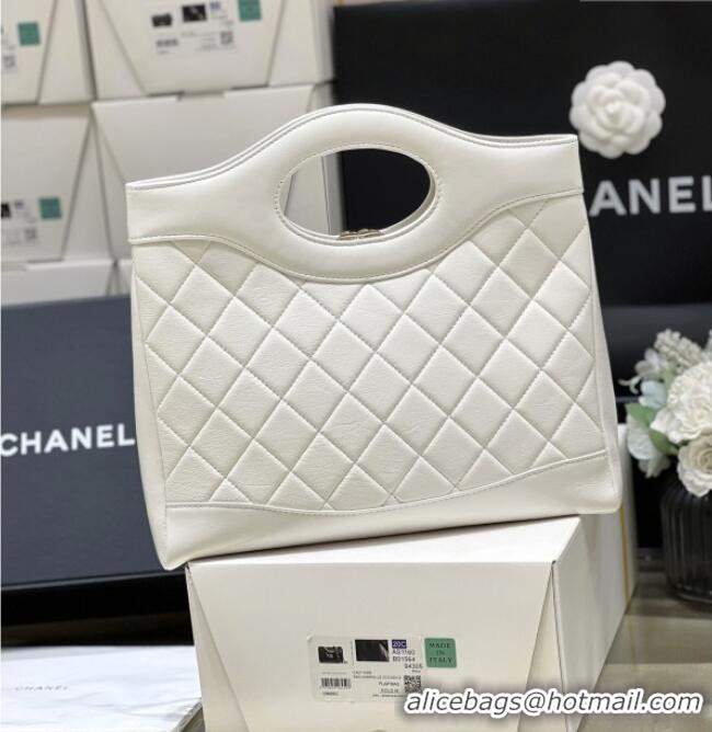 Grade Design Chanel 31 Small Shopping Bag in Waxy Lambskin AS4853 White 2025 Top Quality