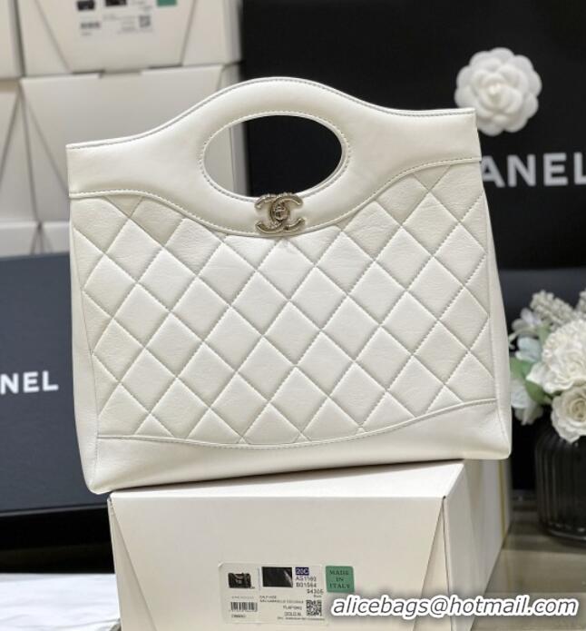Grade Design Chanel 31 Small Shopping Bag in Waxy Lambskin AS4853 White 2025 Top Quality