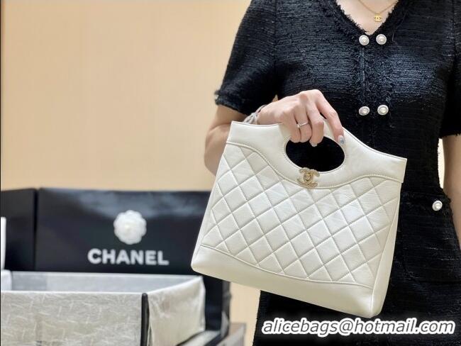 Grade Design Chanel 31 Small Shopping Bag in Waxy Lambskin AS4853 White 2025 Top Quality