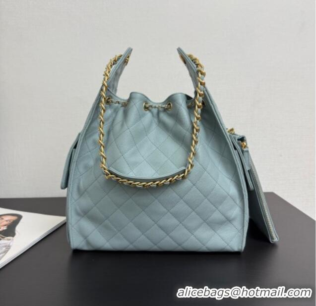 Inexpensive Chanel 25 Grained Calfskin Medium Handbag AS5311 Dusty Blue 2025