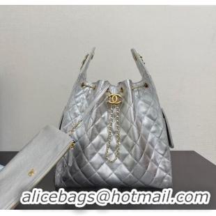 Inexpensive Chanel 25 Grained Calfskin Medium Handbag AS5311 Silver 2025
