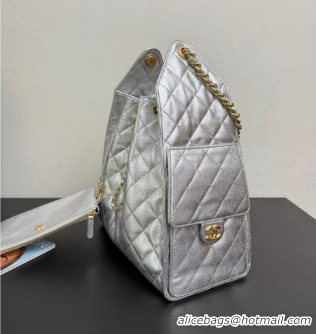 Inexpensive Chanel 25 Grained Calfskin Medium Handbag AS5311 Silver 2025
