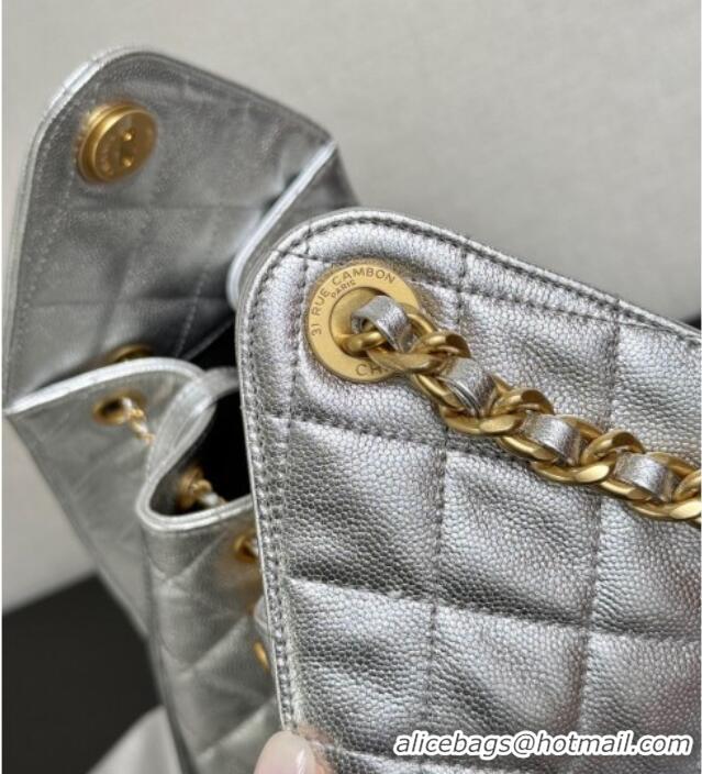 Inexpensive Chanel 25 Grained Calfskin Medium Handbag AS5311 Silver 2025