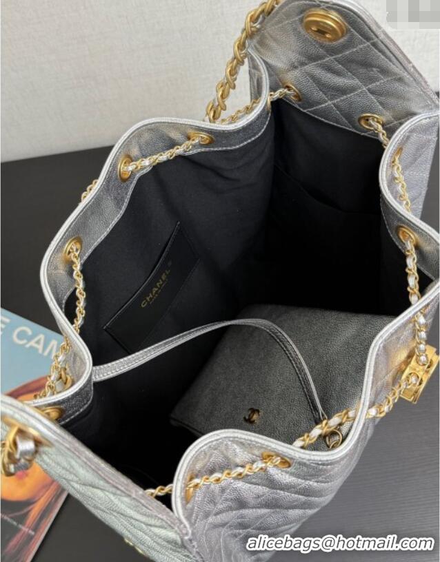 Inexpensive Chanel 25 Grained Calfskin Medium Handbag AS5311 Silver 2025