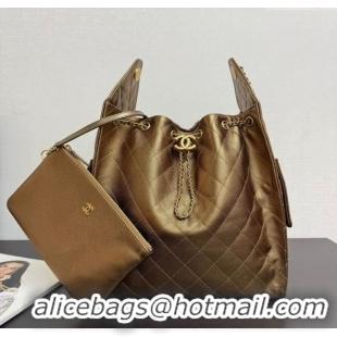 Big Discount Chanel 25 Metallic Calfskin Medium Handbag AS5311 Dark Gold 2025