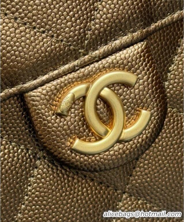 Big Discount Chanel 25 Metallic Calfskin Medium Handbag AS5311 Dark Gold 2025