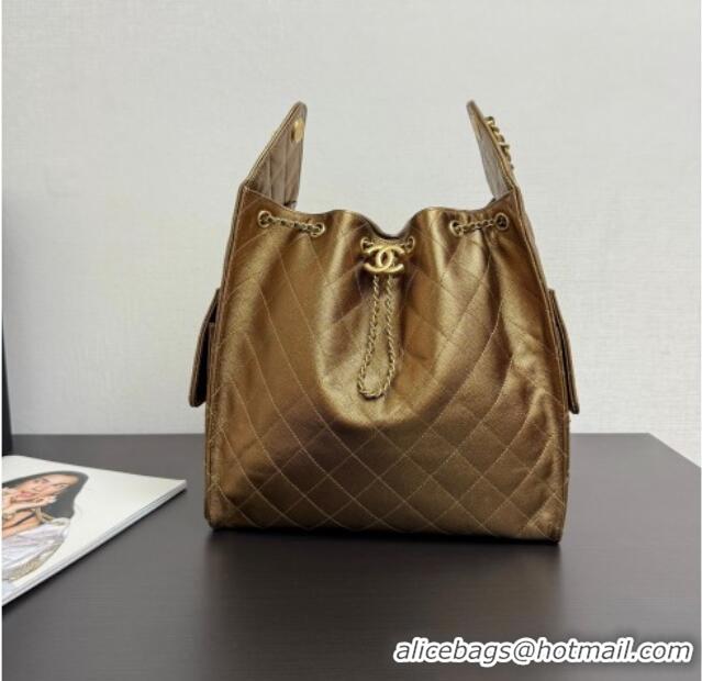 Big Discount Chanel 25 Metallic Calfskin Medium Handbag AS5311 Dark Gold 2025