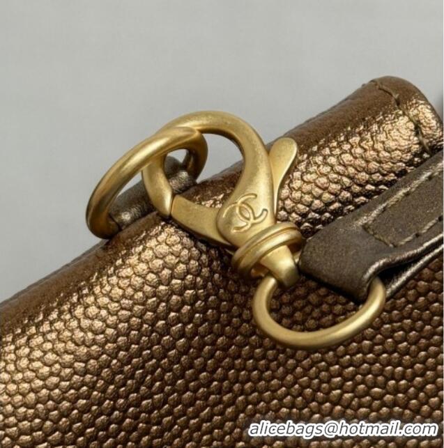 Big Discount Chanel 25 Metallic Calfskin Medium Handbag AS5311 Dark Gold 2025