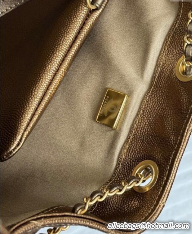 Big Discount Chanel 25 Metallic Calfskin Medium Handbag AS5311 Dark Gold 2025