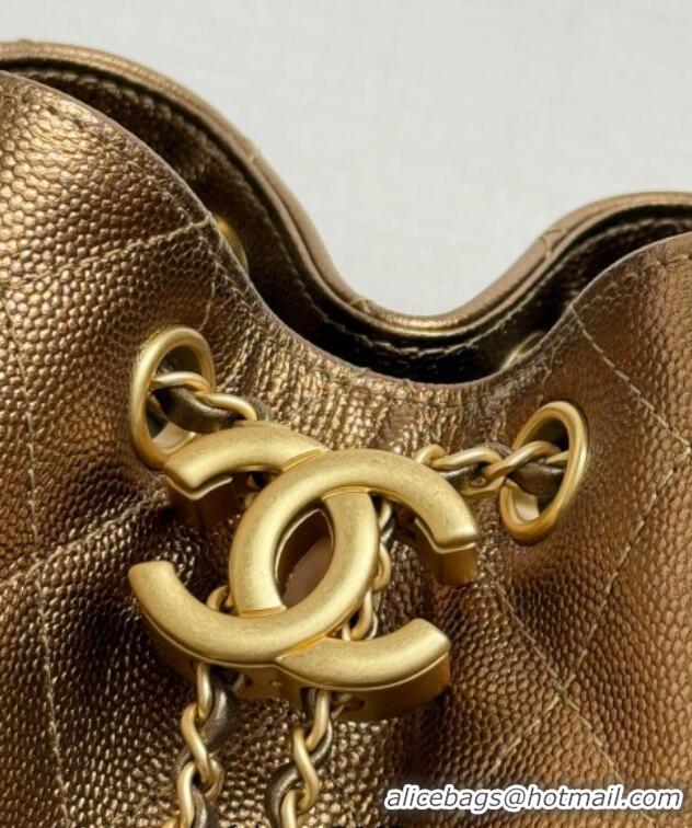 Big Discount Chanel 25 Metallic Calfskin Medium Handbag AS5311 Dark Gold 2025