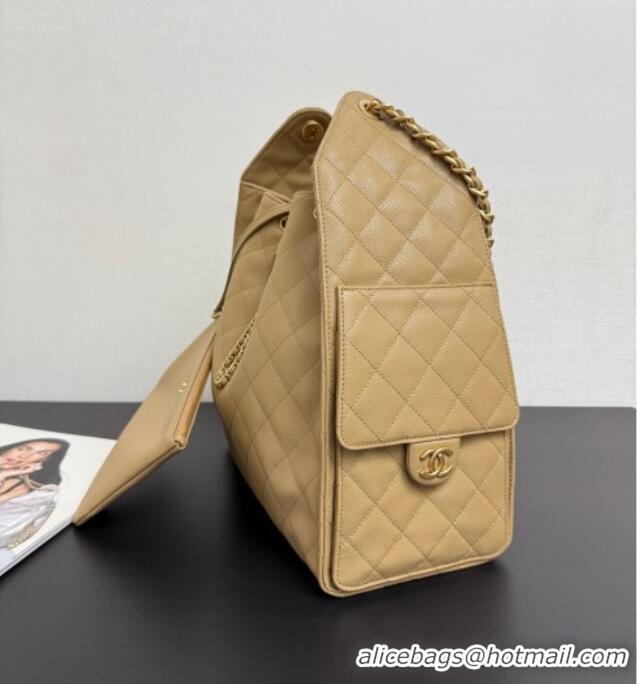 Famous Brand Chanel 25 Grained Calfskin Medium Handbag AS5311 Dark Beige 2025