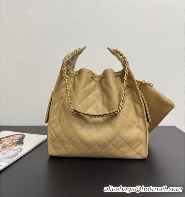 Famous Brand Chanel 25 Grained Calfskin Medium Handbag AS5311 Dark Beige 2025