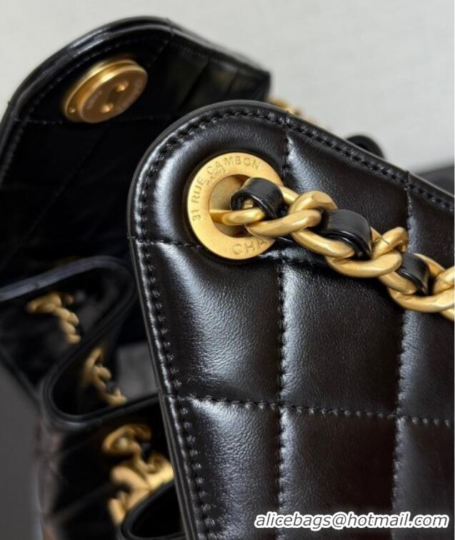 Famous Brand Chanel 25 Lambskin Medium Handbag AS5311 Black 2025
