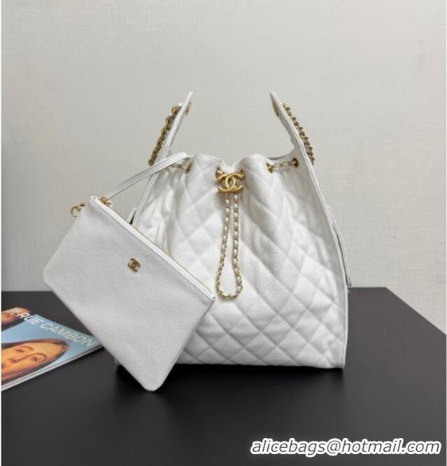 Fashion Discount Chanel 25 Grained Calfskin Medium Handbag AS5311 White 2025