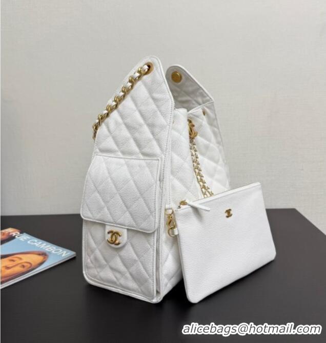 Fashion Discount Chanel 25 Grained Calfskin Medium Handbag AS5311 White 2025