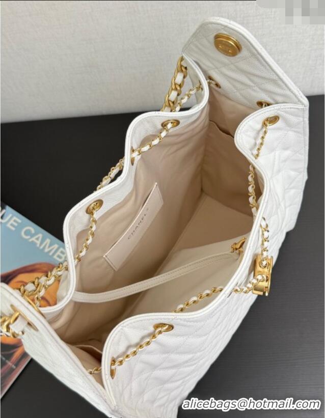 Fashion Discount Chanel 25 Grained Calfskin Medium Handbag AS5311 White 2025