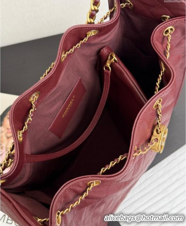 Shop Popular Chanel 25 Grained Calfskin Medium Handbag AS5311 Dark Burgundy 2025