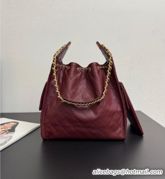 Shop Popular Chanel 25 Grained Calfskin Medium Handbag AS5311 Dark Burgundy 2025