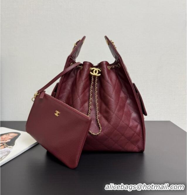Shop Popular Chanel 25 Grained Calfskin Medium Handbag AS5311 Dark Burgundy 2025