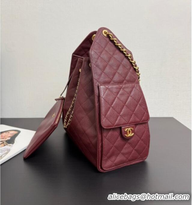 Shop Popular Chanel 25 Grained Calfskin Medium Handbag AS5311 Dark Burgundy 2025