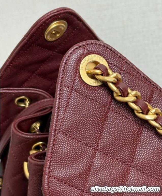 Shop Popular Chanel 25 Grained Calfskin Medium Handbag AS5311 Dark Burgundy 2025