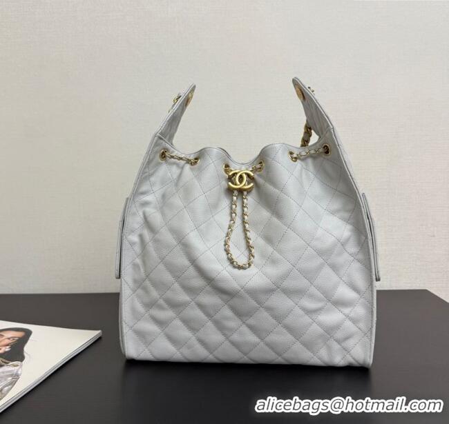 Good Product Chanel 25 Grained Calfskin Medium Handbag AS5311 Light Grey 2025