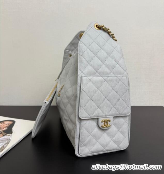Good Product Chanel 25 Grained Calfskin Medium Handbag AS5311 Light Grey 2025