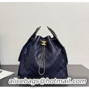 Good Quality Chanel 25 Grained Calfskin Medium Handbag AS5311 Navy Blue 2025