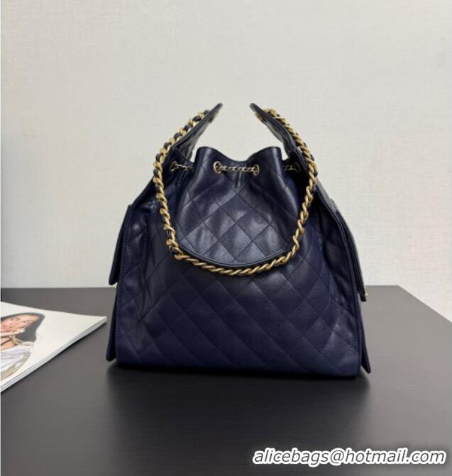 Good Quality Chanel 25 Grained Calfskin Medium Handbag AS5311 Navy Blue 2025