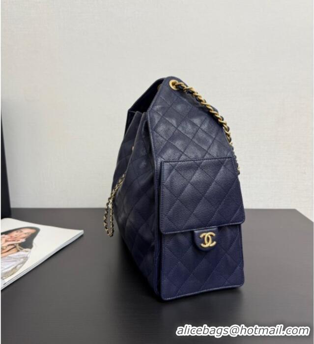 Good Quality Chanel 25 Grained Calfskin Medium Handbag AS5311 Navy Blue 2025